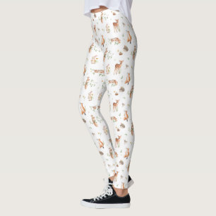 Cute Woodland Animal Friends Mönster Leggings