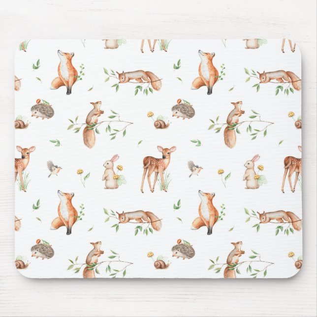 Cute Woodland Animal Friends Mönster Musmatta (Framsidan)