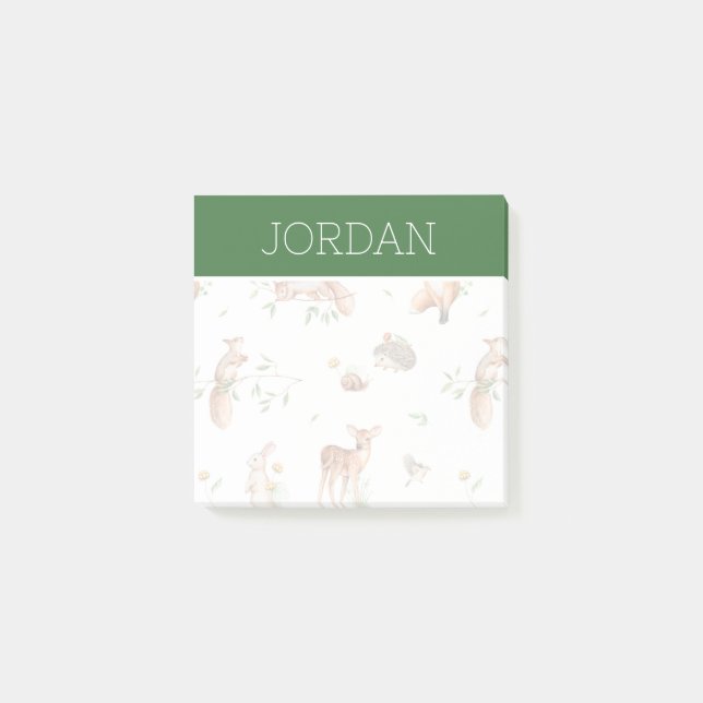Cute Woodland Animal Friends Mönster Post-it Block (Framsida)