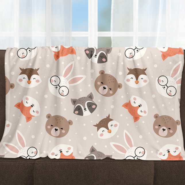 Cute Woodland Animal Kids Mönster Fleecefilt (Skapare uppladdad)