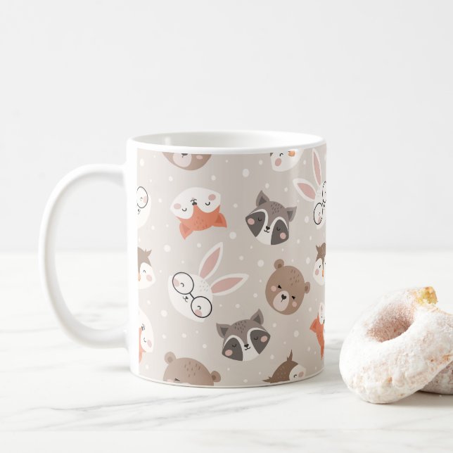Cute Woodland Animal Kids Mönster Kaffemugg (Med munk)