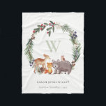 Cute Woodland Animal Leafy Wandeogram Kids Fleecefilt<br><div class="desc">Om du vill ha fler anpassningar eller andra matchande artiklar kan du kontakta mig på yellowfebstudio@gmail.com</div>