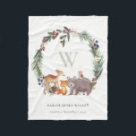 Cute Woodland Animal Leafy Wandeogram Kids Fleecefilt<br><div class="desc">Om du vill ha fler anpassningar eller andra matchande artiklar kan du kontakta mig på yellowfebstudio@gmail.com</div>