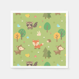 Cute Woodland Animal Mönster Baby Shower Party Pappersservett