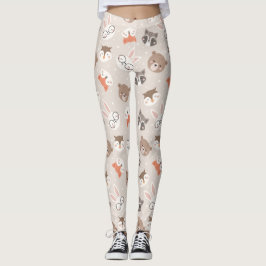 Cute Woodland Animal Mönster Leggings