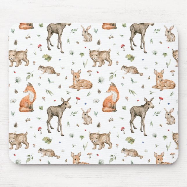 Cute Woodland Animal Mönster Musmatta (Framsidan)