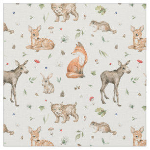 Cute Woodland Animal Mönster Tyg