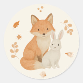 Cute Woodland Animal Sticker – Fox & Bunny Baby Sh Runt Klistermärke