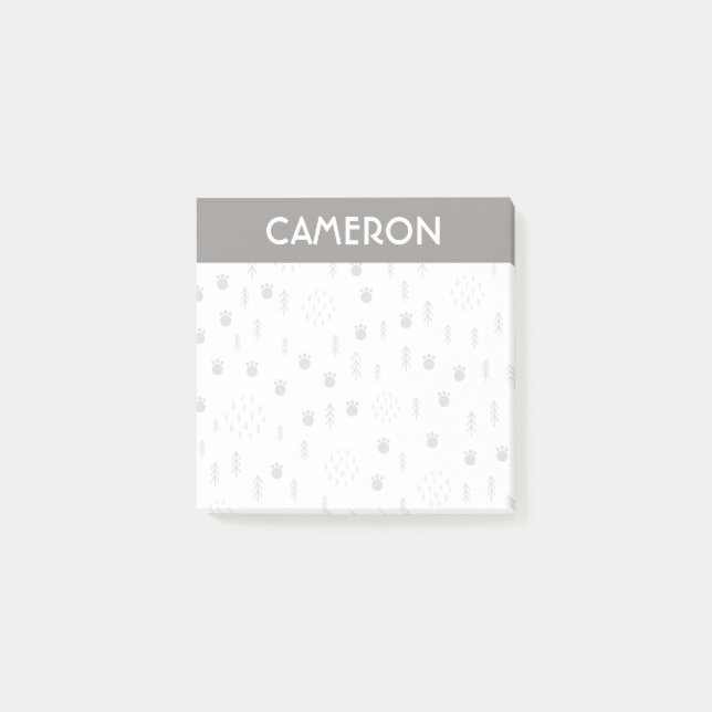 Cute Woodland Animal Track Mönster Post-it Block (Framsida)