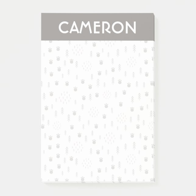 Cute Woodland Animal Track Mönster Post-it Block (Framsida)