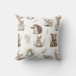 Cute Woodland Animal Watercolour Kudde