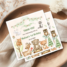 Cute Woodland Animals 1:a födelsedag Party Napkins Pappersservett
