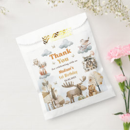 Cute Woodland Animals 1st Birthday Party Favor Bag