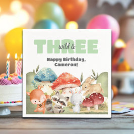 Cute Woodland Animals 3rd Birthday Party Pappersservett