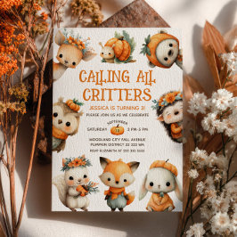 Cute Woodland Animals Autumn Fall Kids' Birthday Inbjudningar