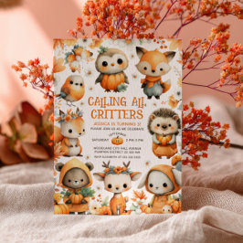 Cute Woodland Animals Autumn Fall Kids' Birthday  Inbjudningar