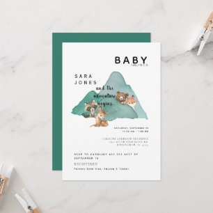 Cute Woodland Animals Äventyr Baby Shower Inbjudningar