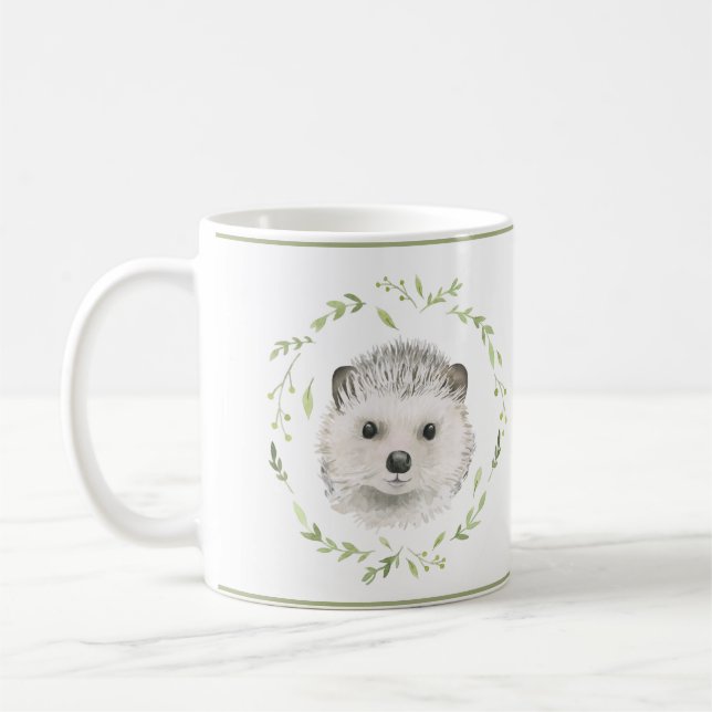 Cute Woodland Animals Baby Hedgehog Watercolor Kaffemugg (Vänster)