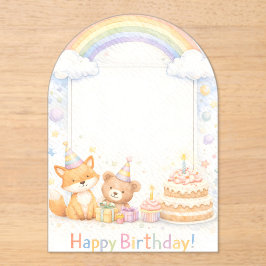 Cute Woodland Animals Birthday Acrylic Invitation