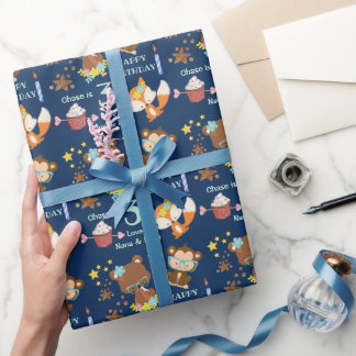 Cute Woodland Animals Blue Barn Birthday Presentpapper