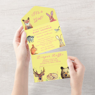 Cute Woodland Animals Det är en flicka Baby Shower