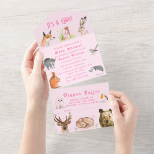Cute Woodland Animals Det är en flicka Baby Shower