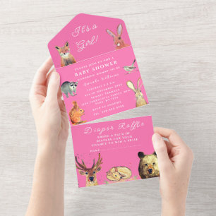 Cute Woodland Animals Det är en flicka Baby Shower