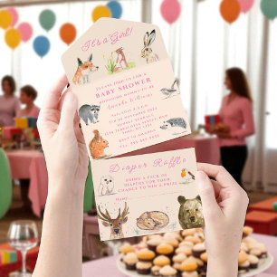 Cute Woodland Animals Det är en flicka Baby Shower