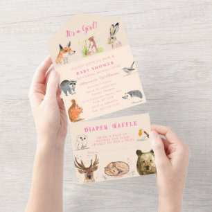 Cute Woodland Animals Det är en flicka Baby Shower