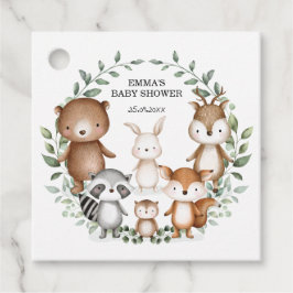 Cute Woodland Animals Forest Greenery Neutralt Bab Gåvor Etiketter