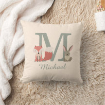 Cute Woodland Animals Friends Monogram Initial