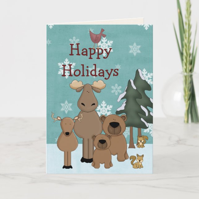 Cute Woodland Animals Glad helg jul (Framsida)