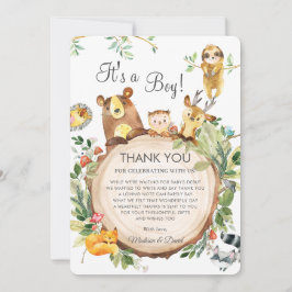 Cute Woodland Animals Greenery Baby Shower Neutral Tack Kort