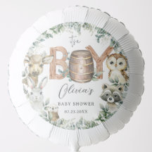 Cute Woodland Animals Greenery Boy Shower