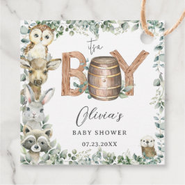 Cute Woodland Animals Greenery Boy Shower Gåvor Etiketter