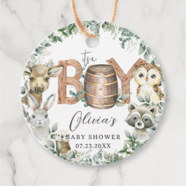 Cute Woodland Animals Greenery Boy Shower Gåvor Etiketter