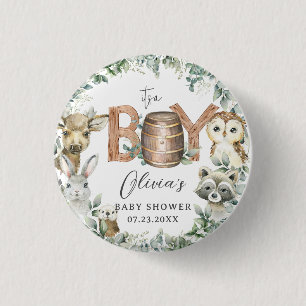 Cute Woodland Animals Greenery Boy Shower Knapp