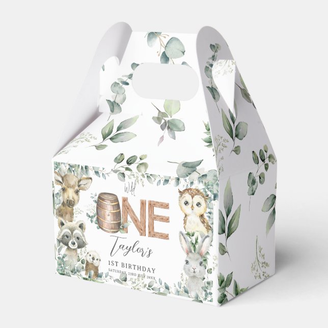 Cute Woodland Animals Greenery Boy Shower Presentaskar (Framsidan Sidan)