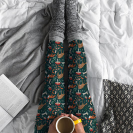 Cute Woodland Animals Grönt Julskog Leggings