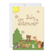Cute Woodland Animals Gult Sol Baby Shower