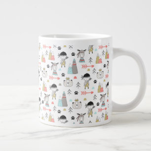 Cute Woodland Animals & Indian Boy Mönster Jumbo Mugg