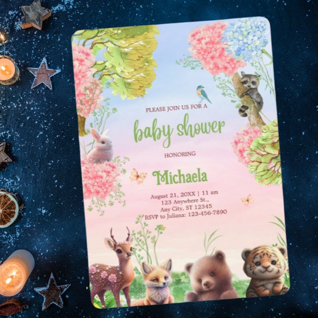 Cute Woodland Animals Jungle Safari Baby Shower Inbjudningar (Skapare uppladdad)