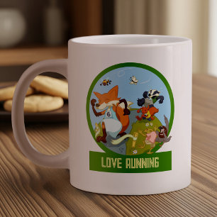 Cute Woodland Animals Kärlek Running Fox Tecknad Jumbo Mugg