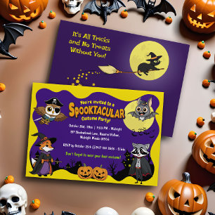 Cute Woodland Animals Kids Halloween Costume Party Inbjudningar