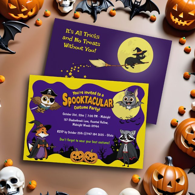 Cute Woodland Animals Kids Halloween Costume Party Inbjudningar (Skapare uppladdad)