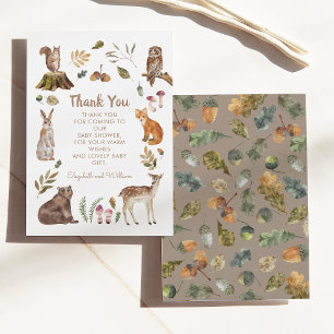 Cute Woodland Animals Kön Neutral Baby Shower Tack Kort