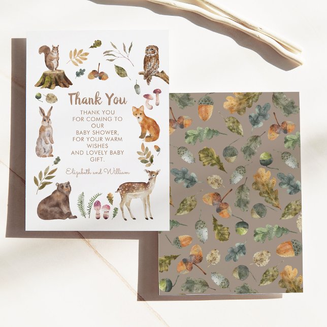 Cute Woodland Animals Kön Neutral Baby Shower Tack Kort (Skapare uppladdad)