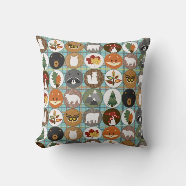 Cute Woodland Animals Kudde (Framsida)