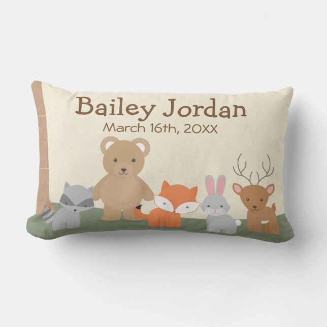 Cute Woodland Animals Lumbar Pillow Lumbarkudde (Framsida)