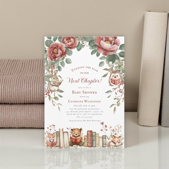 Cute woodland Animals Next Chapter Baby Shower  Inbjudningar (Skapare uppladdad)